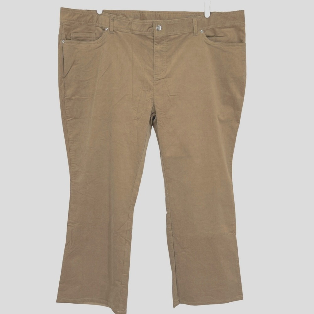 Women with Control Corduroy High Rise Straight Stretch Brown Pants Plus 26WP NWT